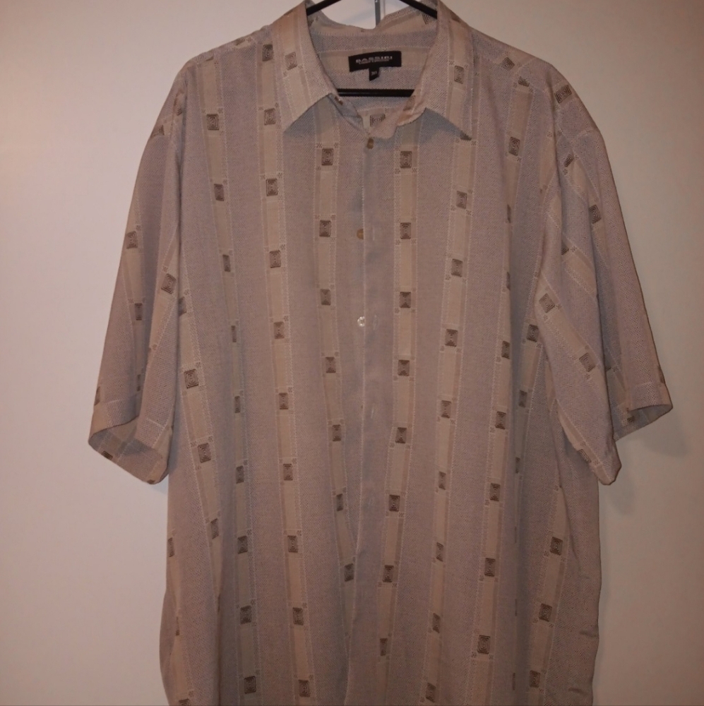Bassiri mens cream/pink/brown mens shirt
